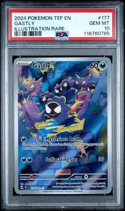 2024 POKEMON TEF EN-TEMPORAL FORCES GASTLY 177 ILLUSTRATION RARE PSA 10 - Image 1