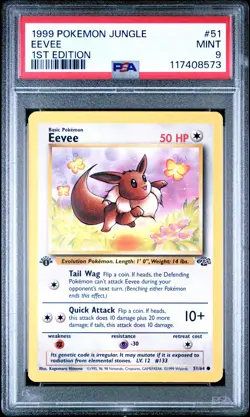 1999 POKEMON JUNGLE 1ST ED #51 EEVEE PSA 9 - Image 1