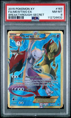 2015 Pokemon XY Breakthrough-Secret Mewtwo EX #163/162 PSA 8 - Image 1