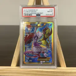 2015 POKEMON XY BREAKTHROUGH SECRET #163 FULL ART/MEWTWO EX 163/162 PSA 8 - Image 1
