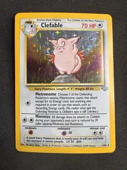 Pokemon TCG Clefable Jungle Unlimited Holo Rare Card WOTC 1/64 - Image 1