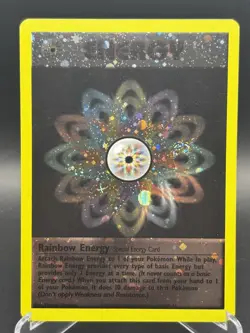 Rainbow Energy - WOTC League Promo Pokemon - Holo Swirl! Card Vintage - Image 1
