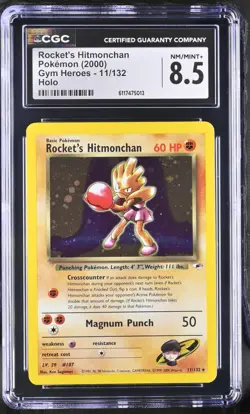 CGC 8.5 Rocket's Hitmonchan Gym Heroes 11/132 Holo Pokemon Card - Image 1
