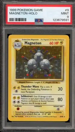 Pokemon Magneton Base Set Unlimited Holo Rare #9 PSA 9 Mint - Image 1