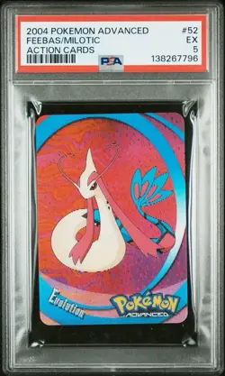 Feebas Milotic 52 Pokemon Card 2004 Advanced Action Card Lenticular Panini PSA 5 - Image 1