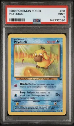 PSA 9 1999-2000 Fossil Pokemon TCG Psyduck Non-Holo Pokemon Card - Image 1