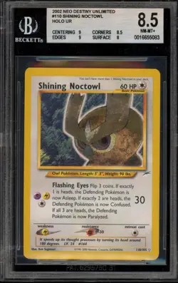 Pokemon Shining Noctowl Neo Destiny Unlimited Holo Secret Rare #110 BGS 8.5 - Image 1