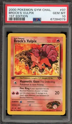 Pokemon Brock's Vulpix Gym Challenge 1st Edition #37 PSA 10 Gem Mint - Image 1