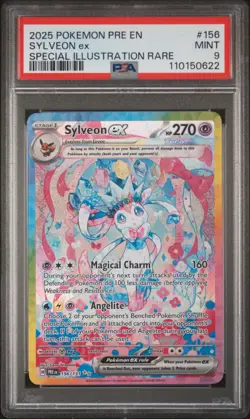 2025 POKEMON PRE EN-PRISMATIC EVOLUTIONS #156 SYLVEON EX PSA 9 - Image 1