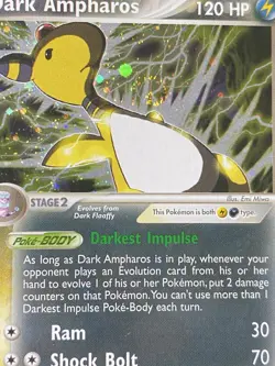 Pokemon Dark Ampharos Swirl Holo Team Rocket Returns 2/109 LP+ - Image 2