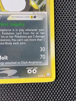 Pokemon Dark Ampharos Swirl Holo Team Rocket Returns 2/109 LP+ - Image 5