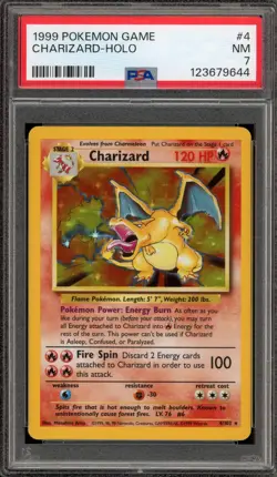 Pokemon Charizard Base Set Unlimited Holo Rare #4 PSA 7 - Image 1