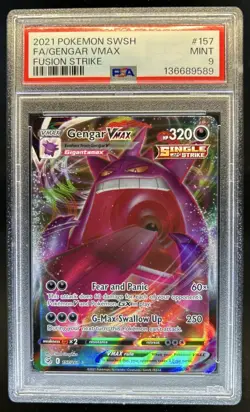 2021 Pokemon SWSH Fusion Strike Gengar VMAX #157/264 PSA 9 - Image 1