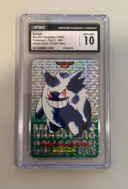 Pokemon 1996 Gengar Prism Green Carddass Vending # 94 Bandai Japanese CGC 10 - Image 1