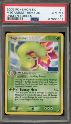 Pokemon Meganium EX Unseen Forces Reverse Holo Rare #9 PSA 10 Gem Mint - Image 1