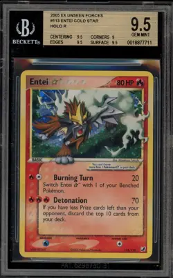 Pokemon Entei Gold Star EX Unseen Forces Holo Ultra Rare #113 BGS 9.5 Gem Mint - Image 1