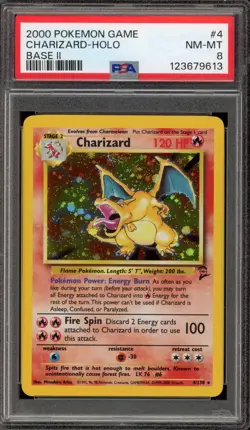 Pokemon Charizard Base Set 2 Holo Rare #4 PSA 8 - Image 1