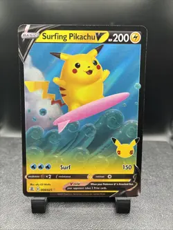 Pokemon Surfing Pikachu V 008/025 Celebrations Ultra Rare Holo - Image 1