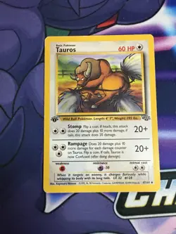 Pokemon TCG Tauros Base Jungle Set 47/64 1st Edition Uncommon - Image 1