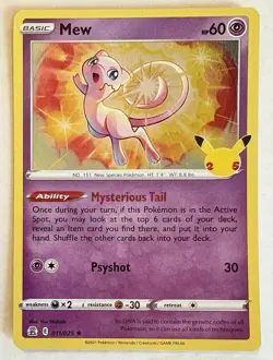 Mew 011/025 Holo Pokemon TCG Celebrations 25th Anniversary Set 2021 NM - Image 1