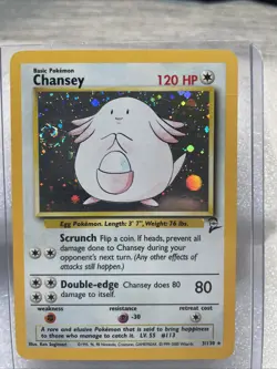 Pokemon TCG Chansey Holo Unlimited Rare Card Base Set 2 3/102 With A Swirl - Image 1