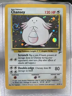 Pokemon TCG Chansey Holo Unlimited Rare Card Base Set 2 3/102 With A Swirl - Image 2