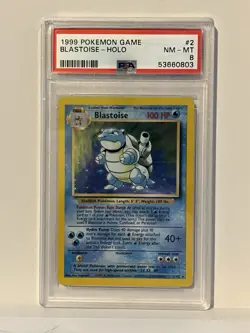 1999 Pokemon Blastoise Base Set 2/102 Rare-Holo Card PSA 8 NM MT - Image 1