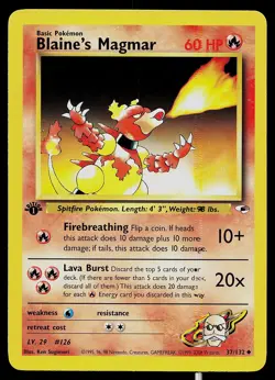 Pokemon Card - Blaine's Magmar Gym Heroes 37/132 Uncommon 1st Edition - Image 1