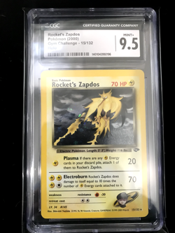 CGC 9.5 MINT Rocket's Zapdos 2000 Gym Challenge 15/132 Holo Pokemon Card - Image 1