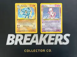 1999 Base Set Vintage Pokemon 2 Card Lot: Holo 1st Edition Machamp & Mewtwo - Image 1