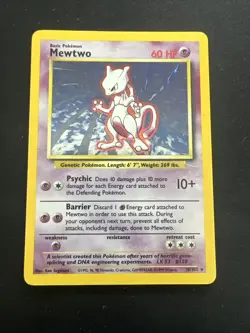 1999 Base Set Vintage Pokemon 2 Card Lot: Holo 1st Edition Machamp & Mewtwo - Image 2