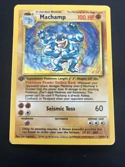 1999 Base Set Vintage Pokemon 2 Card Lot: Holo 1st Edition Machamp & Mewtwo - Image 4