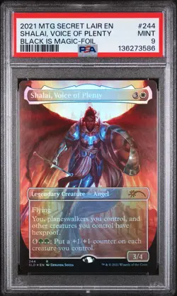 2021 MTG SECRET LAIR DROP BLACK IS MAGIC-FOIL #244 SHALAI, VOICE OF PLENTY PSA 9 - Image 1
