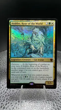 x1 Arahbo, Roar of the World, Commander 2017 Foil NM Mythic 035/309, English - Image 1