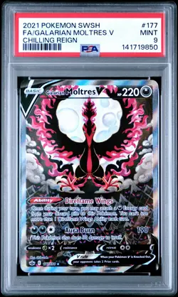 2021 POKEMON SWORD & SHIELD CHILLING REIGN FULL ART/GALARIAN MOLTRES V PSA 9 - Image 1