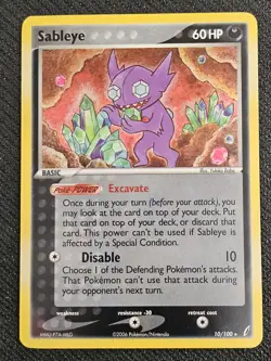 Pokemon TCG Sableye 10/100 Crystal Guardians Holo NM/LP+ - Image 2