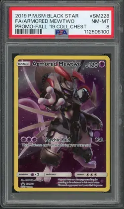 Pokemon PSA 8 NM-MT SM Promo Full Art Armored Mewtwo SM228 - Image 1