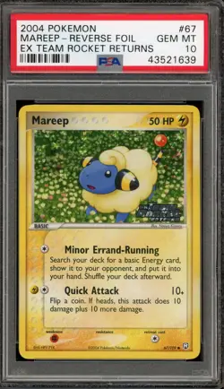 Pokemon Mareep EX Team Rocket Returns Reverse Holo #67 PSA 10 Gem Mint - Image 1