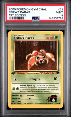 2000 POKEMON GYM CHALLENGE 1ST EDITION #71 ERIKA'S PARAS PSA 9 - Image 1