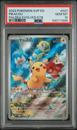 2023 POKEMON SVP EN-SV BLACK STAR PROMO #027 PIKACHU PSA 10 - Image 1