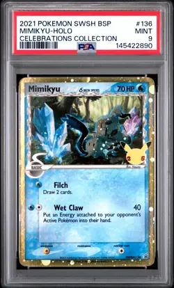 2021 POKEMON SWSH PROMO CELEBRATIONS COLLECTION #136 MIMIKYU-HOLO PSA 9 - Image 1