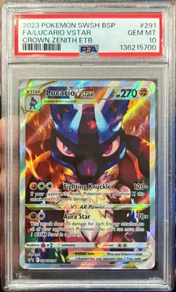 2022 Pokemon SWSH Crown Zenith FA Lucario VStar ETB Promo SWSH291 PSA 10 Gem - Image 1
