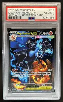 2025 Pokemon PFL Mega Charizard X ex Special Illustration Rare #125/094 PSA 10 - Image 1