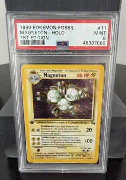 PSA 9 MINT Magneton 9/102 1st Edition Base Set HOLO RARE Pokemon Card - Image 1