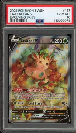 Pokemon Leafeon V Evolving Skies Full Alt Art #167 PSA 10 Gem Mint - Image 1