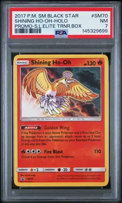2017 POKEMON SM BLACK STAR PROMO #SM70 SHINING HO-OH-HOLO PSA 7 - Image 1