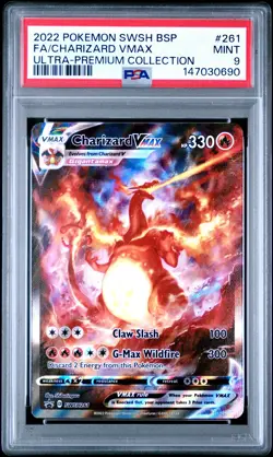 2022 POKEMON SWSH BLACK STAR PROMO #261 FULL ART/CHARIZARD VMAX PSA 9 - Image 1