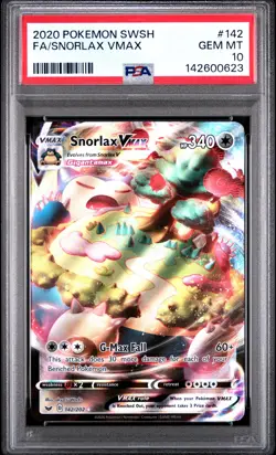 2020 POKEMON SWORD & SHIELD #142 FULL ART/SNORLAX VMAX PSA 10 - Image 1