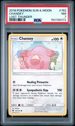 2018 POKEMON SUN & MOON LOST THUNDER #152 CHANSEY PSA 7 - Image 1