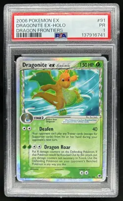 2006 Pokemon EX Dragon Frontiers Dragonite Holo #91/101 PSA 1 - Image 1